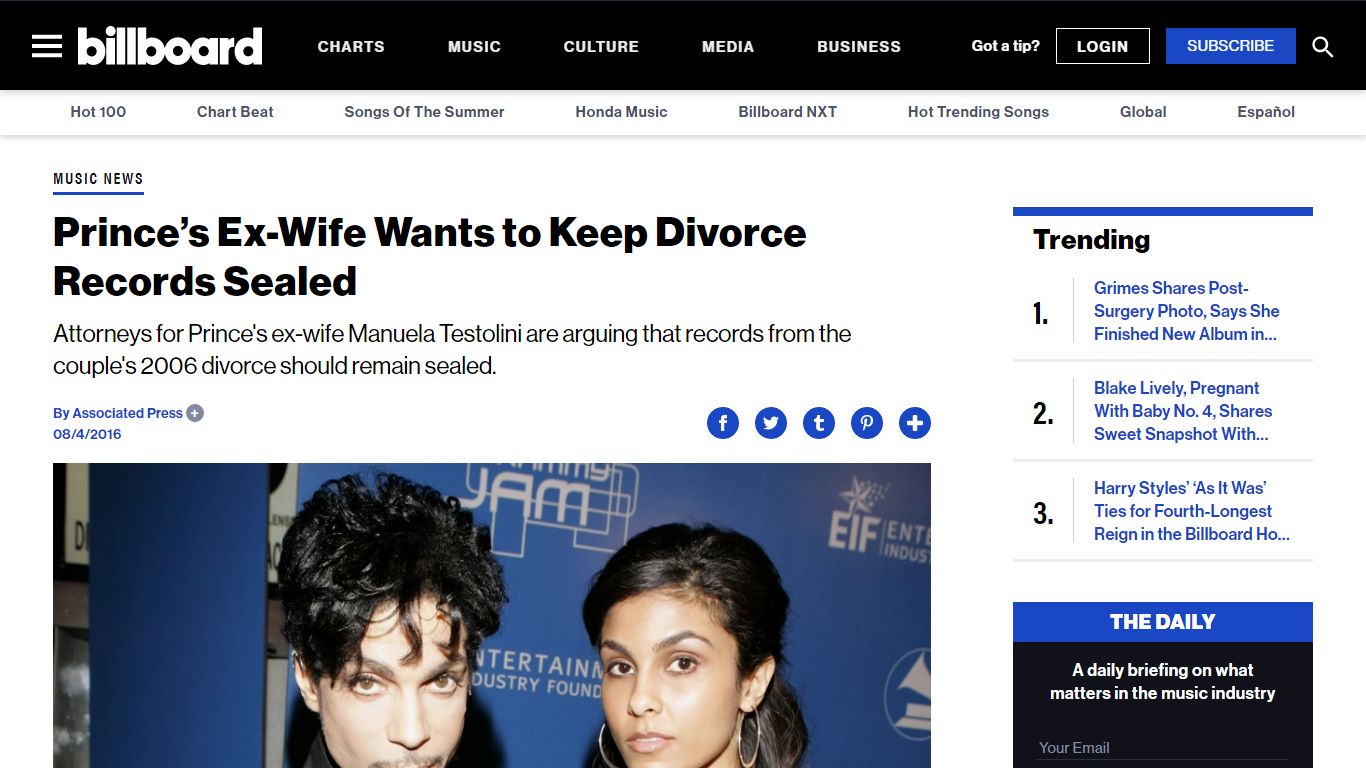 Prince’s Ex-Wife Wants to Keep Divorce Records Sealed