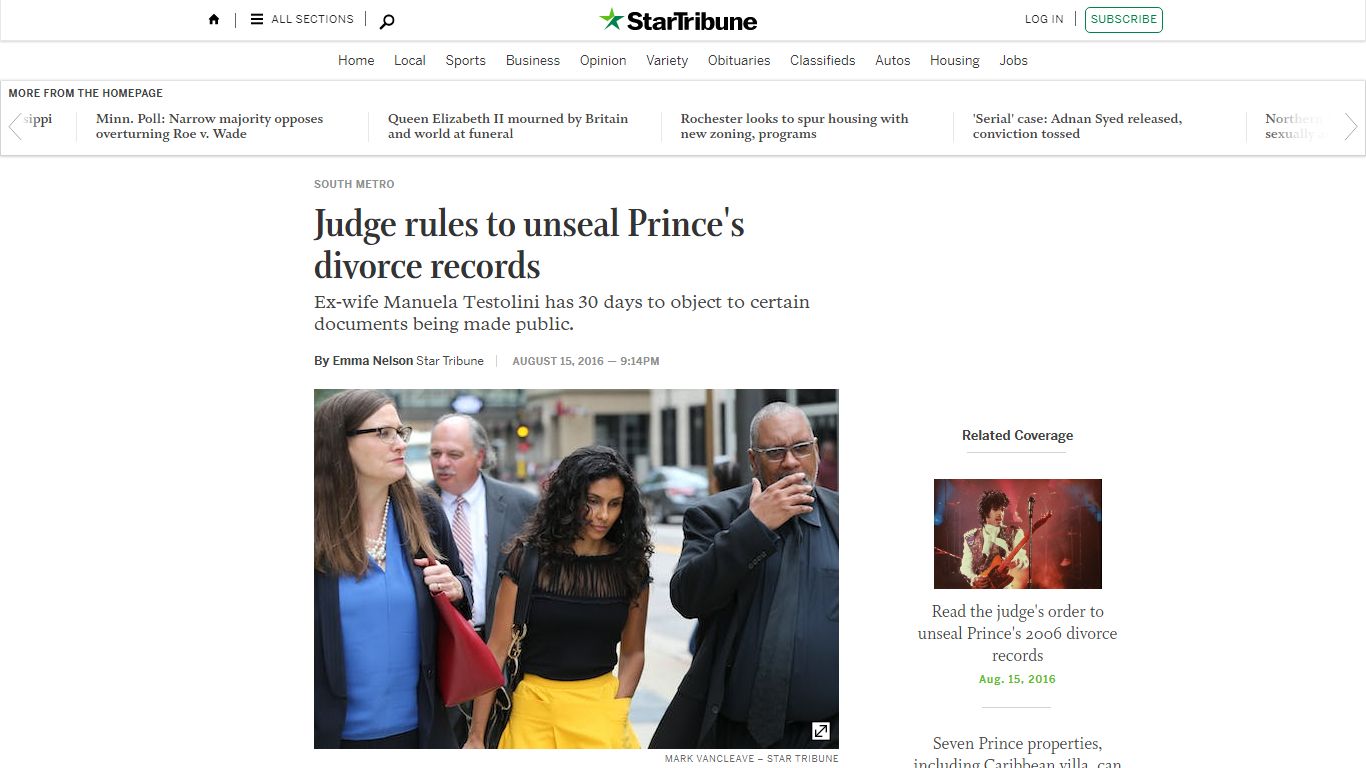 Judge rules to unseal Prince's divorce records - StarTribune.com